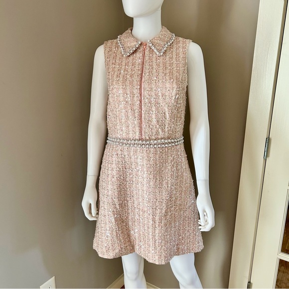 Alice & Olivia Ellis Pink Embellished Mini Dress NWT - Picture 6 of 16